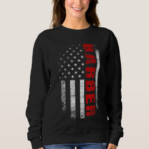 Sweatshirt Vintage Américain Drapeau Barbier Vêtements Patrio