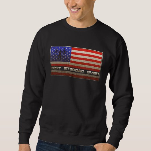 Sweatshirt Vintage American Flag Best Stepdad Ever  Father's  (Devant)