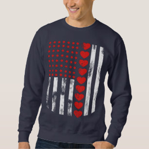 Sweatshirt Vintage American Flag Heart Family Matching