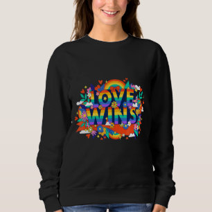 Sweatshirt Vintage Amour Win Arc en Ciel de Paix Pride Lesbia