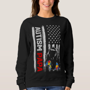 Sweatshirt Vintage Autism Papa Bear American Flag Awareness F