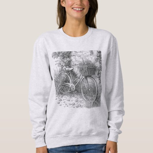 Sweatshirt Vintage Bicycle Garden Sketch (Devant)
