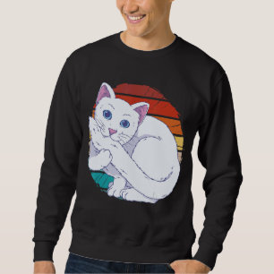 Sweatshirt Vintage Chat Joli Biting Son Propre Kitten Jouer