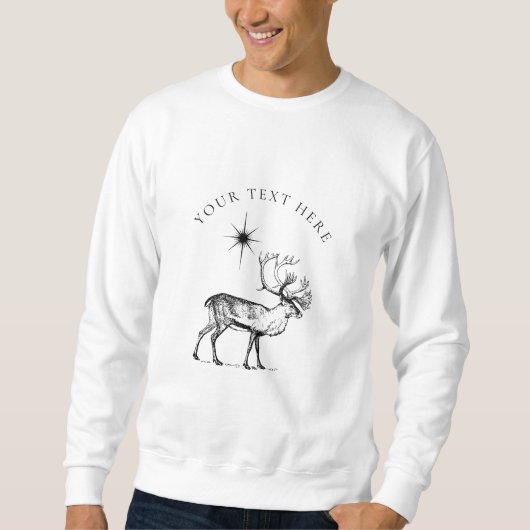 Sweatshirt Vintage Christmas Deer & Star Custom (Devant)