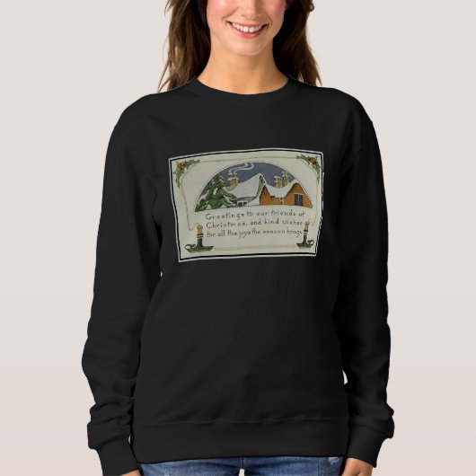 Sweatshirt Vintage Christmas Joy Snow Covered Homes  1924  (Devant)