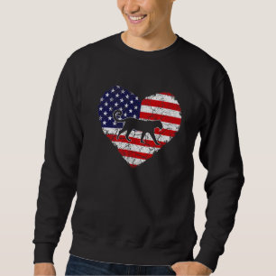 Sweatshirt Vintage Coeur Leopard Animal Retro Us American Fla