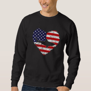 Sweatshirt Vintage Coeur Requin animal Retro US drapeau améri