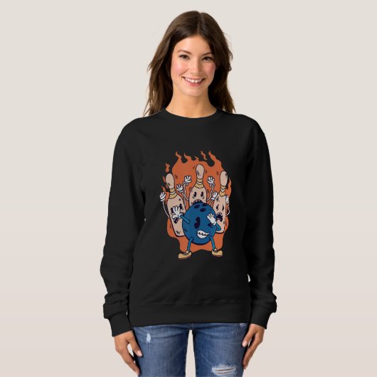 Sweatshirt Vintage Dabbing Bowling Ball (Devant entier)