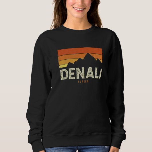Sweatshirt Vintage Denali Alaska Mountains Sunset Retro Premi (Devant)