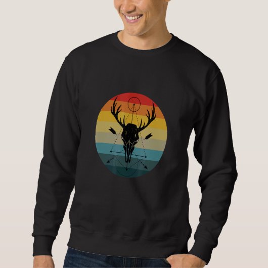 Sweatshirt Vintage Geometry Spirituality Dark Goth Deer Skull (Devant)