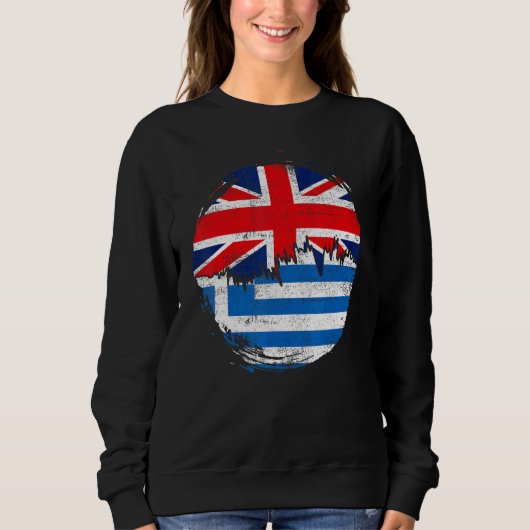 Sweatshirt Vintage Greeks British Flag Roots Greece Distresse (Devant)
