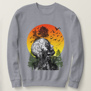 Sweatshirt Vintage Gueule de Bois Arbre Humain Rétro Coucher