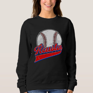 Sweatshirt Vintage Houston Cityscape Baseball  Player and Fan