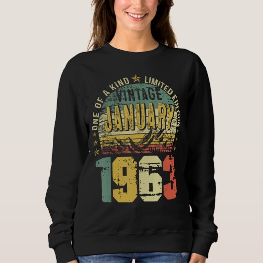 Sweatshirt Vintage janvier 1963 60e anniversaire Hommes (Devant)
