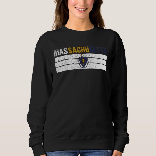 Sweatshirt Vintage Massachusetts Flag Massachusetts Proud Men (Devant)