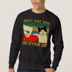 Sweatshirt Vintage Meilleur Chat Papa Jamais Fist Bump Fête d
