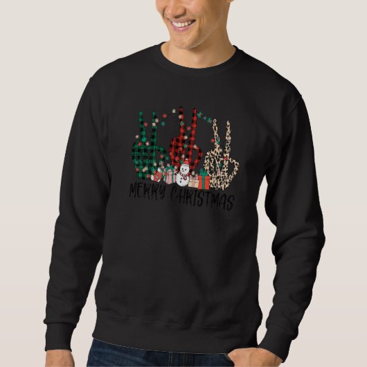 Sweatshirt Vintage Merry Christmas Skeleton Hands Peace Sign  (Devant)