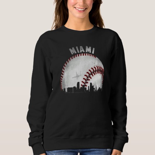 Sweatshirt Vintage Miami Skyline City Baseball  1 (Devant)