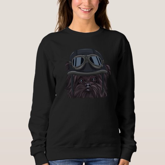 Sweatshirt Vintage Motorcycle Helmet Affenpinscher (Devant)