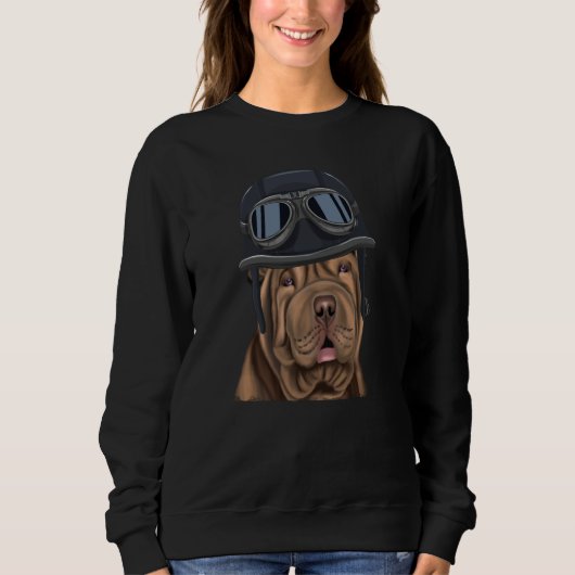 Sweatshirt Vintage Motorcycle Helmet Chinese Shar Pei (Devant)