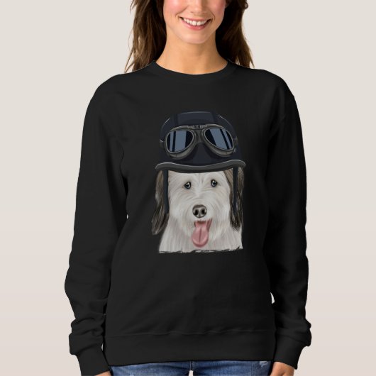 Sweatshirt Vintage Motorcycle Helmet Coton de Tulear (Devant)