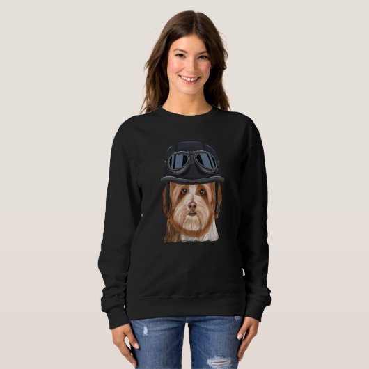 Sweatshirt Vintage Motorcycle Helmet Havanese (Devant entier)