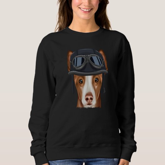 Sweatshirt Vintage Motorcycle Helmet Ibizan Hound (Devant)
