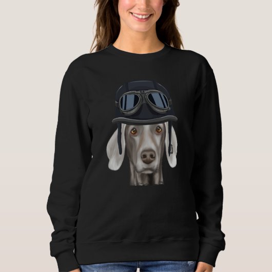 Sweatshirt Vintage Motorcycle Helmet Weimaraner (Devant)