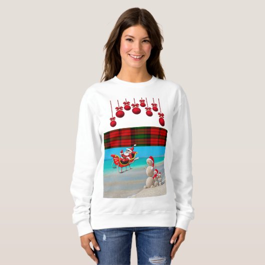 Sweatshirt Vintage Père Noël Beach Bum (Devant entier)