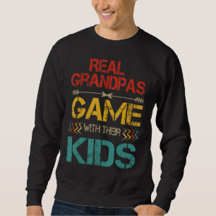 Sweatshirt Vintage Real Grandpas Jeu Avec Leurs Enfants Gamer