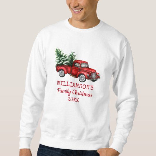 Sweatshirt Vintage Red Truck Famille Noël (Devant)
