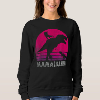 Sweatshirt Vintage Retro 2 Enfants Mamasaurus Coucher De Sole