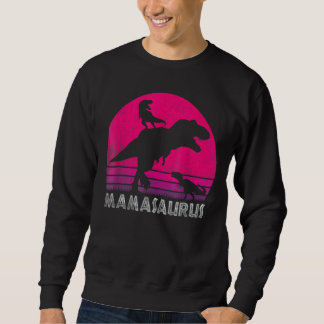 Sweatshirt Vintage Retro 2 Enfants Mamasaurus Coucher De Sole