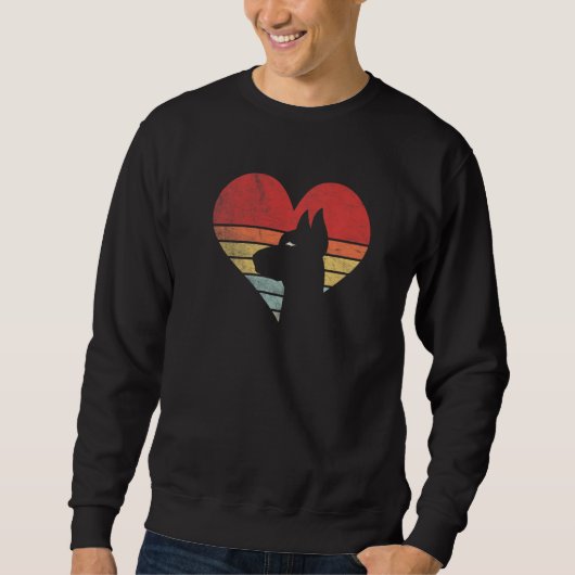 Sweatshirt Vintage Retro Doberman Heart Silhouette Valentine' (Devant)