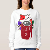 Sweatshirt vintage rétro heureux trois chats avec cola (Devant)