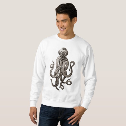 Sweatshirt Vintage Retro Plongée Octopus Graphisme (Devant entier)