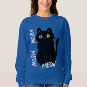 Sweatshirt vintage retro tendance chat noir meow (Devant)