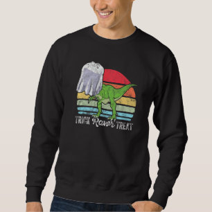 Sweatshirt Vintage Retro Trick Rawr Treat Ghost Dino Trex Hal