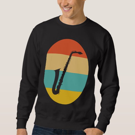 Sweatshirt Vintage saxophone music retro instrument (Devant)