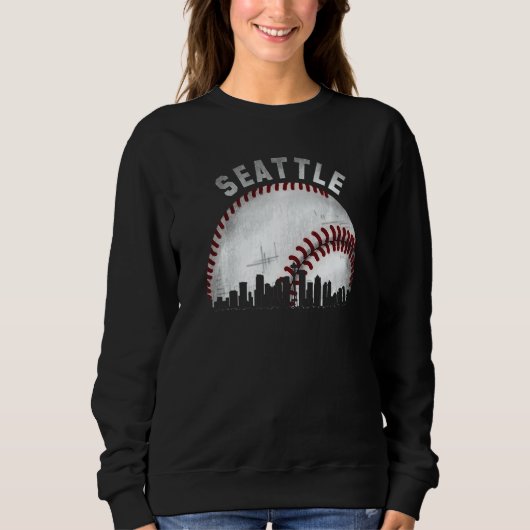 Sweatshirt Vintage Seattle Skyline City Baseball   (Devant)
