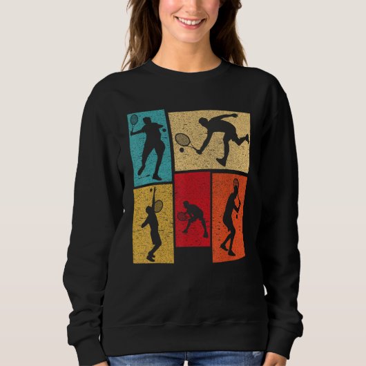 Sweatshirt Vintage Tennis Silhouette Retro Vintage Player (Devant)