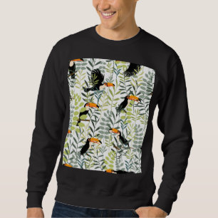 Sweatshirt Vintage Toucans Vert Feuille Motif