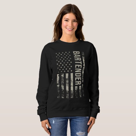 Sweatshirt Vintage US American Flag Bartender (Devant entier)