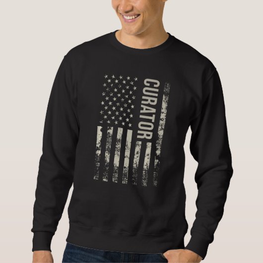 Sweatshirt Vintage US American Flag Curator Premium (Devant)