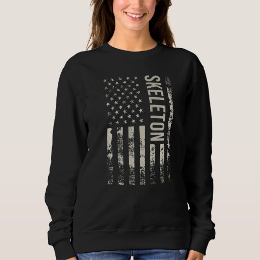 Sweatshirt Vintage US American Flag Skeleton Premium (Devant)
