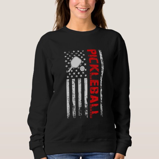 Sweatshirt Vintage US Flag Pickleball Player Paddleball Lover (Devant)