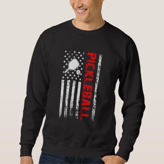 Sweatshirt Vintage US Flag Pickleball Player Paddleball Lover (Devant)