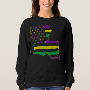 Sweatshirt Vintage Us New Orleans Mardi Gras Drapeau Fleur De