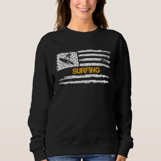Sweatshirt Vintage USA American Flag Surfing Player Surfer Si