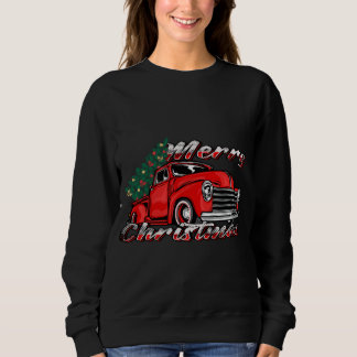 Sweatshirt Vintage Vieux Camion Rouge Joyeux Noël - Camion Ro